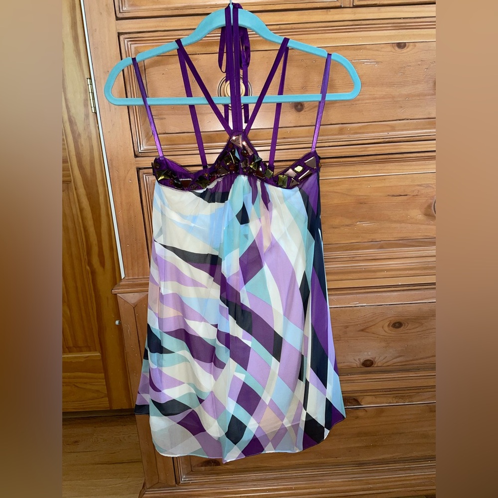Women’s BCBGMaxAzria Embellished Multicolor Strappy Mini Dress